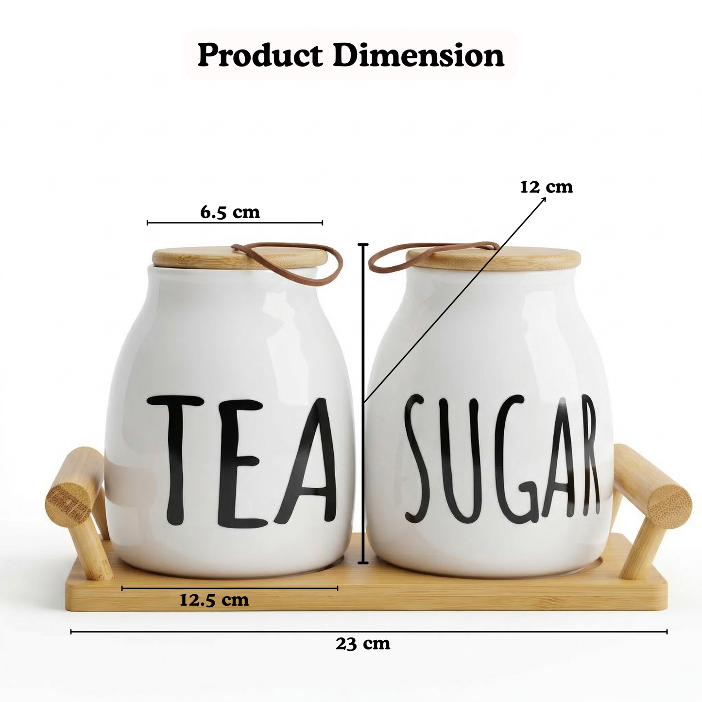 Ceramic Tea & Sugar Organizer Set — angle view — handmade artisan home decor | Mapland
