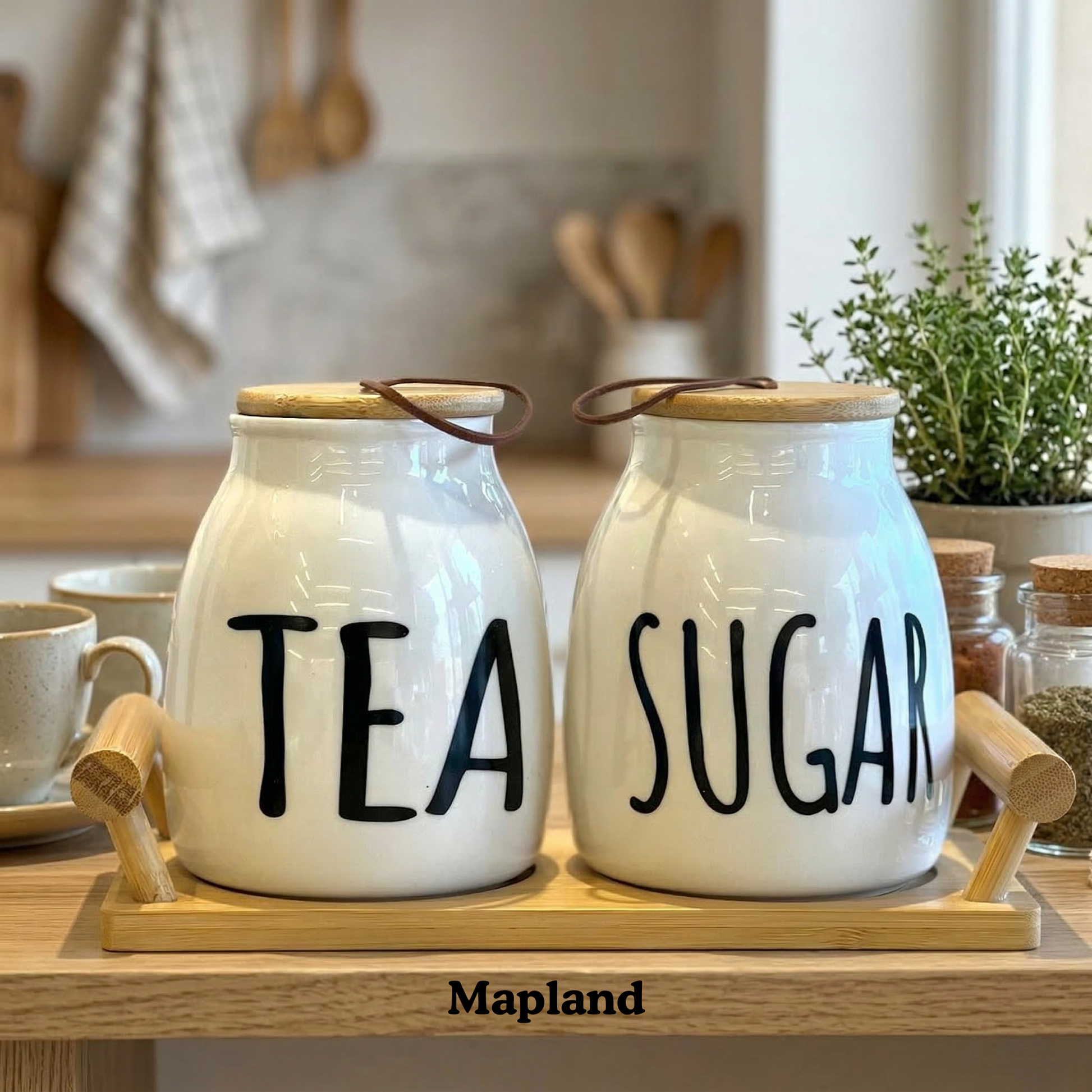 Ceramic Tea & Sugar Organizer Set — handmade artisan home decor | Mapland