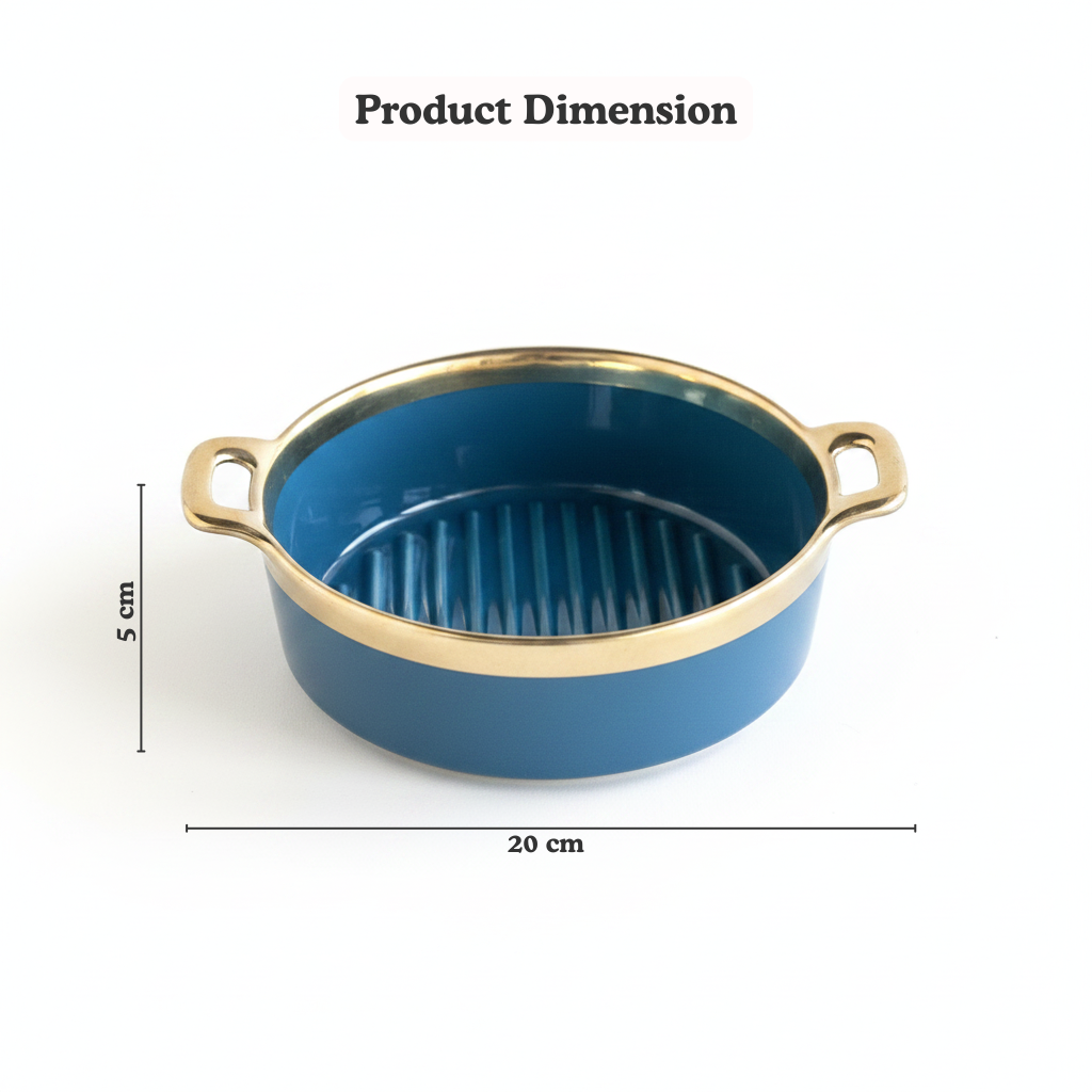 Teal & Gold Ceramic Serving Dish