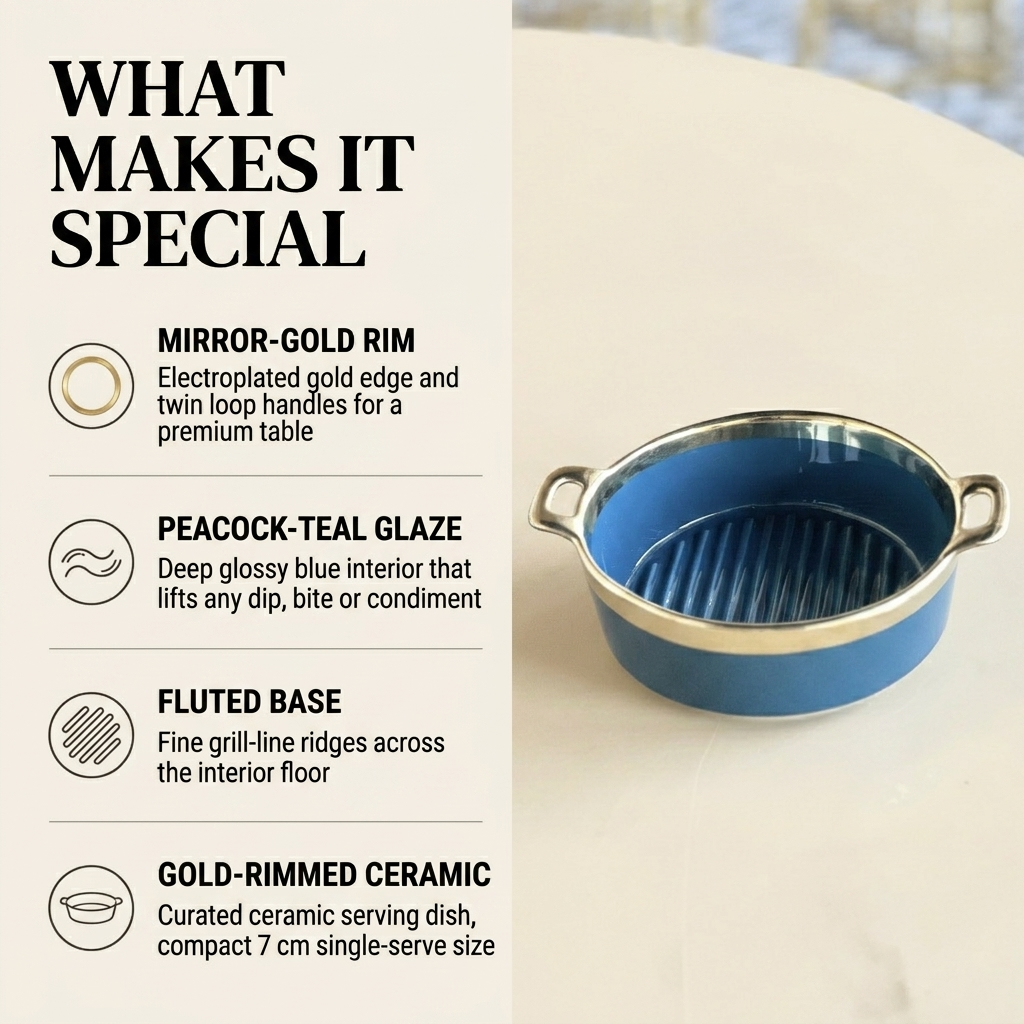 Teal & Gold Ceramic Serving Dish