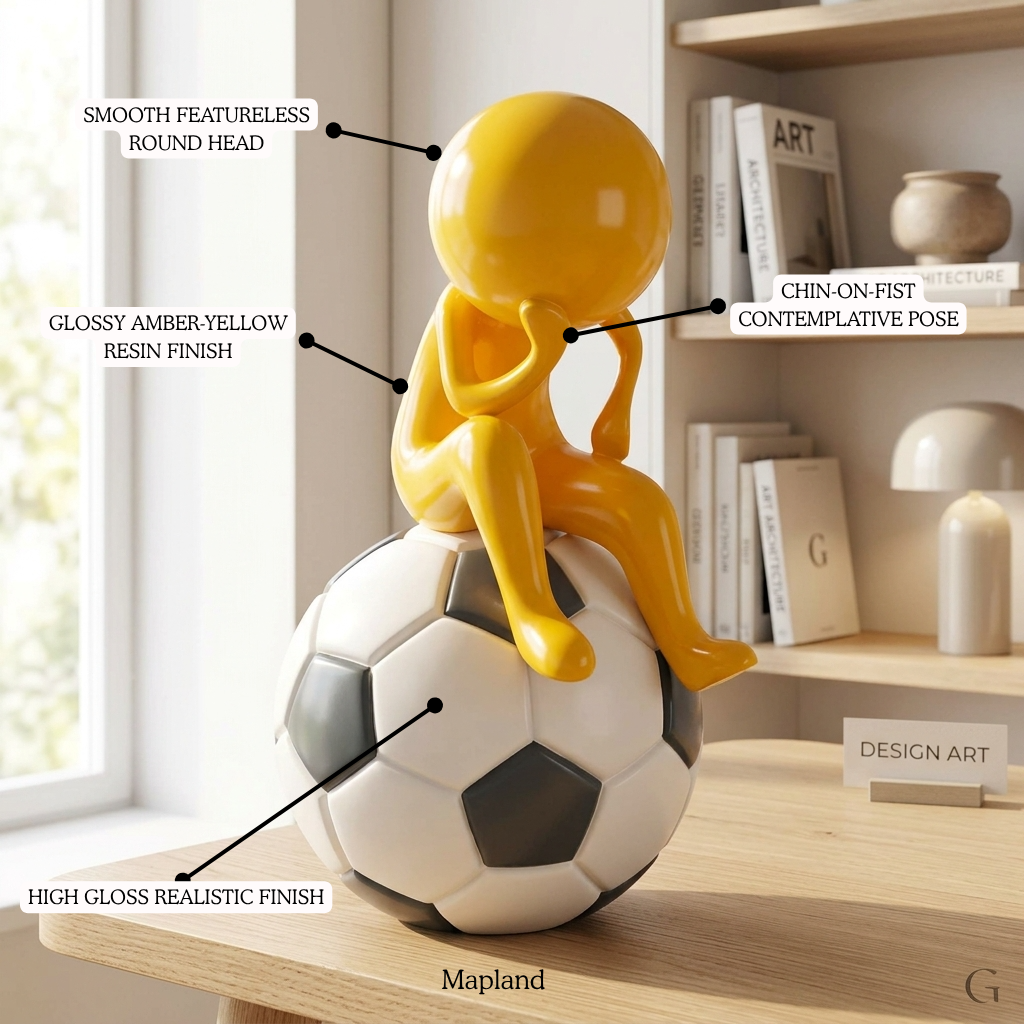 Soccer Thinker Figurine -- decorative figurine, home accent decor | Mapland
