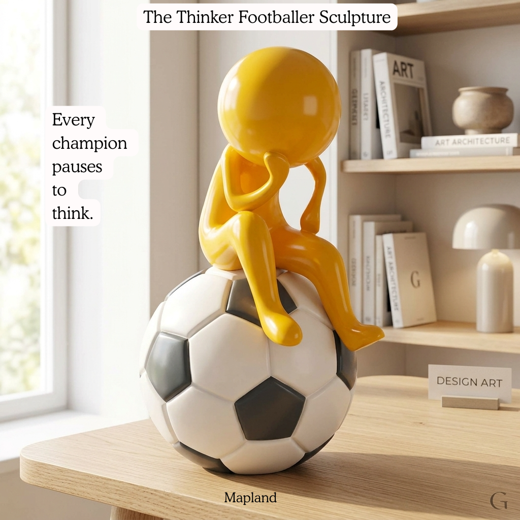Soccer Thinker Figurine -- decorative figurine, home accent decor | Mapland