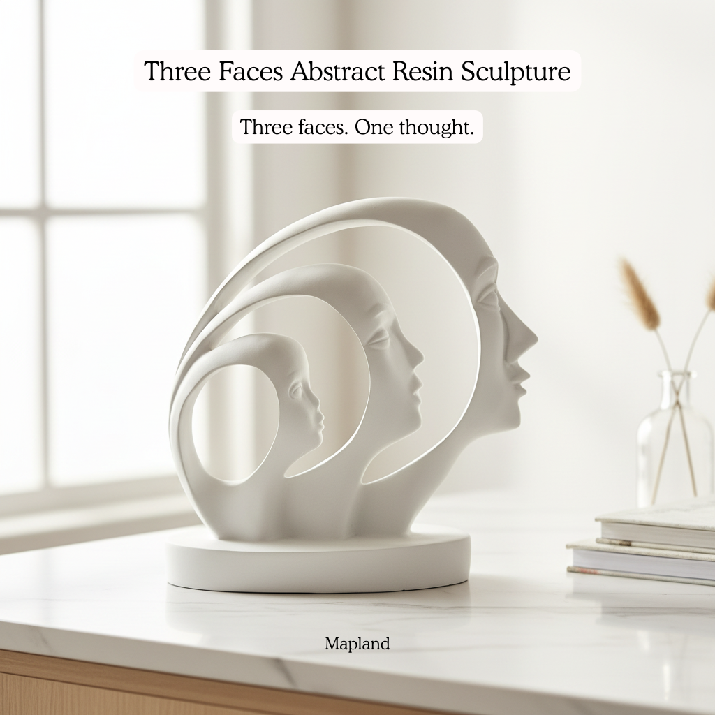 Three Faces Abstract Resin Sculpture
