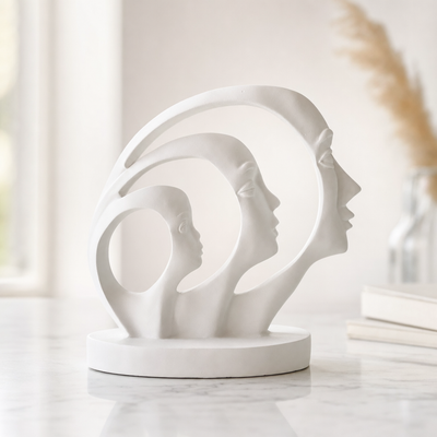 Three Faces Abstract Resin Sculpture