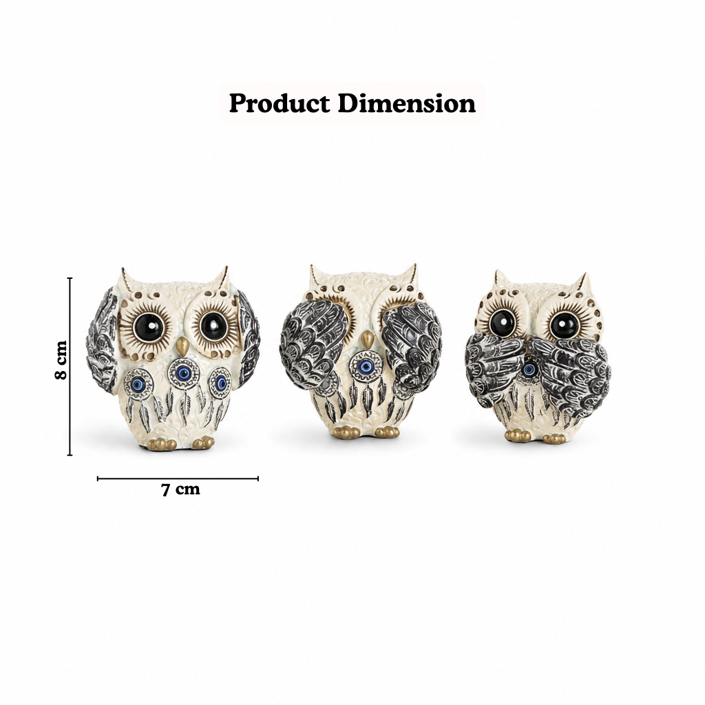 Three Wise Owls Resin Figurine Set