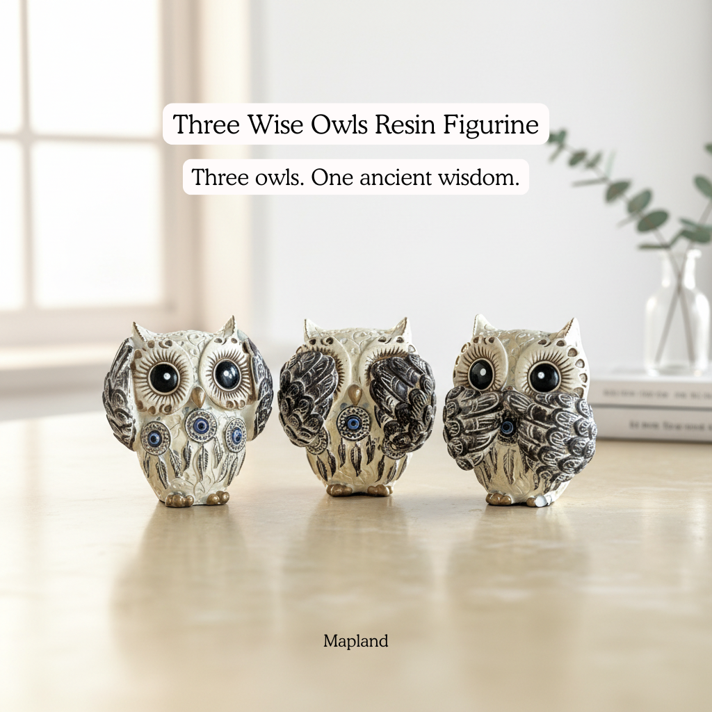 Three Wise Owls Resin Figurine Set