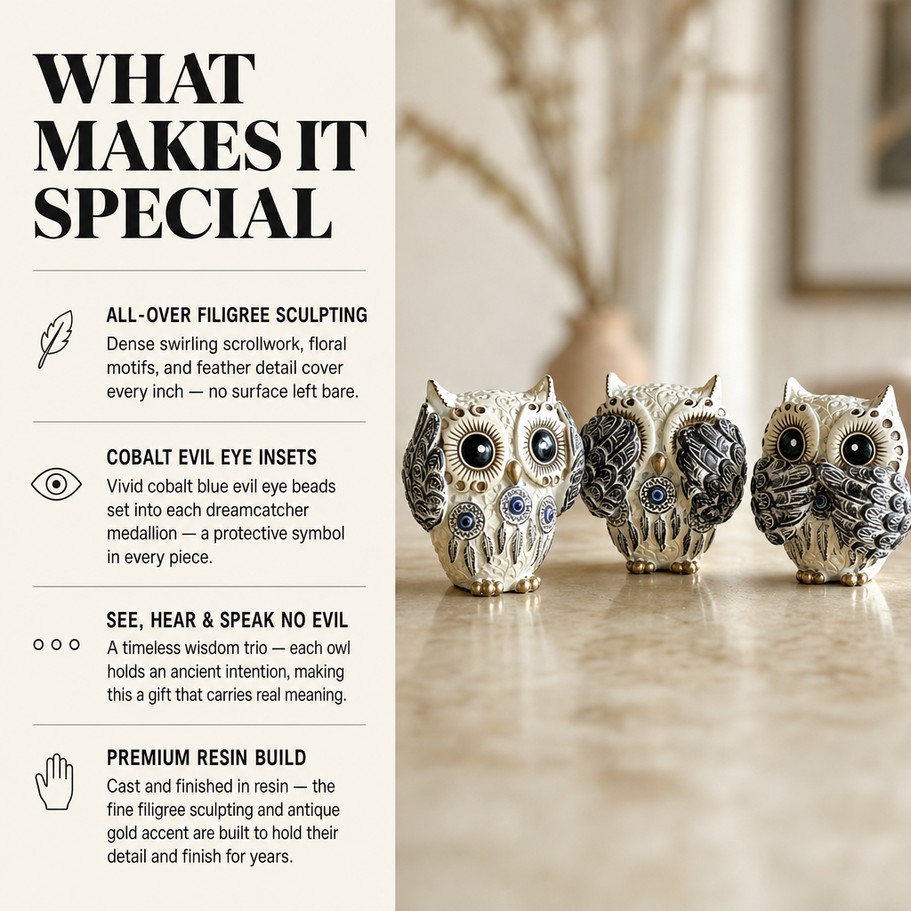 Three Wise Owls Resin Figurine Set what makes it special | Mapland