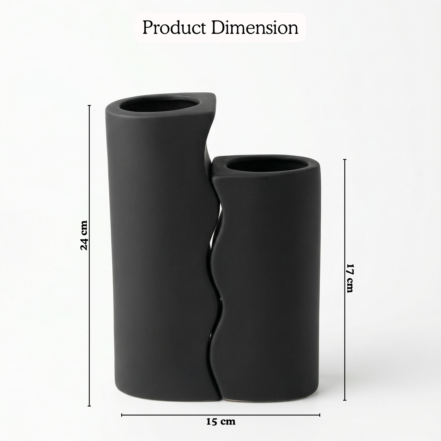 Twin Wave Vase handmade ceramic vase — detail view, Indian artisan craft | Mapland