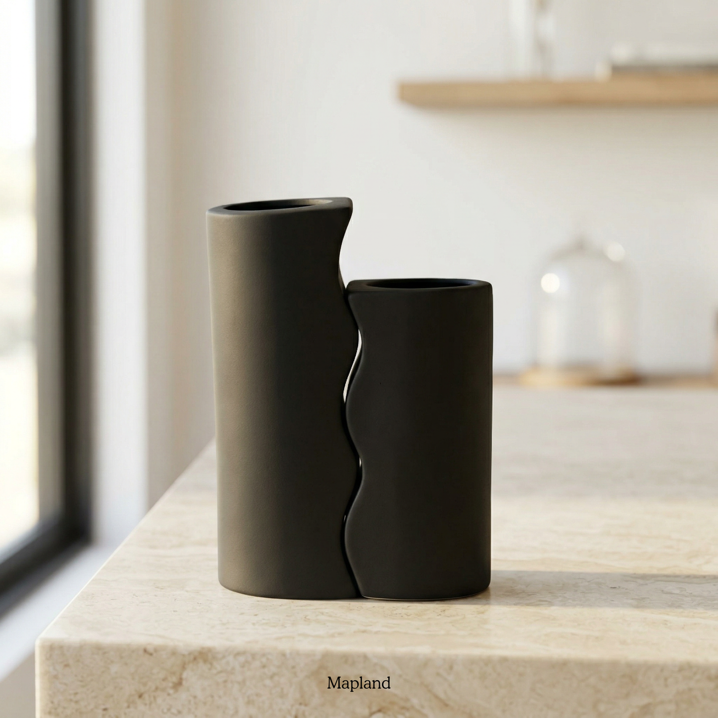 Twin wave form ceramic vase in white — handmade ceramic vase | Mapland Design Studio