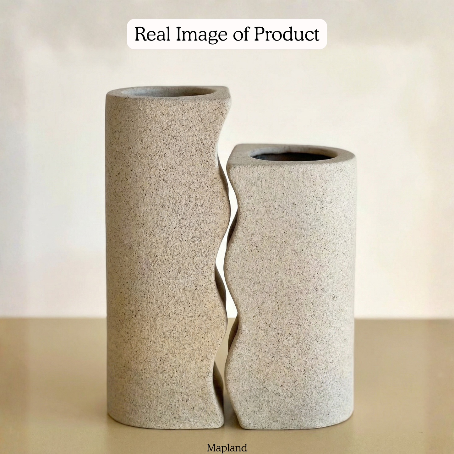 Twin Wave Vase handmade ceramic vase — side view, Indian artisan craft | Mapland
