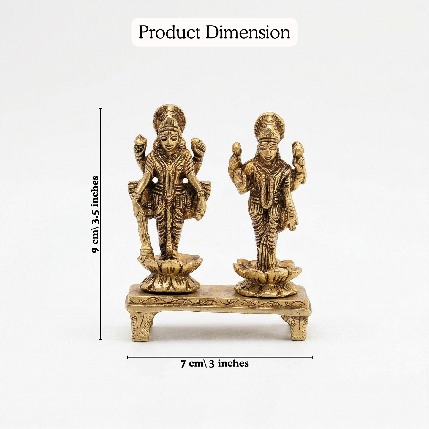Brass Vishnu Lakshmi figurine dimensions 9cm 205g | Mapland