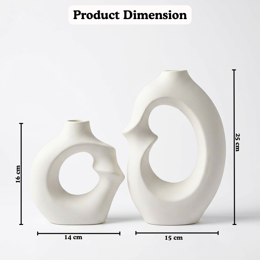 Void Abstract Ring Vase Set handmade ceramic vase — detail view, Indian artisan craft | Mapland