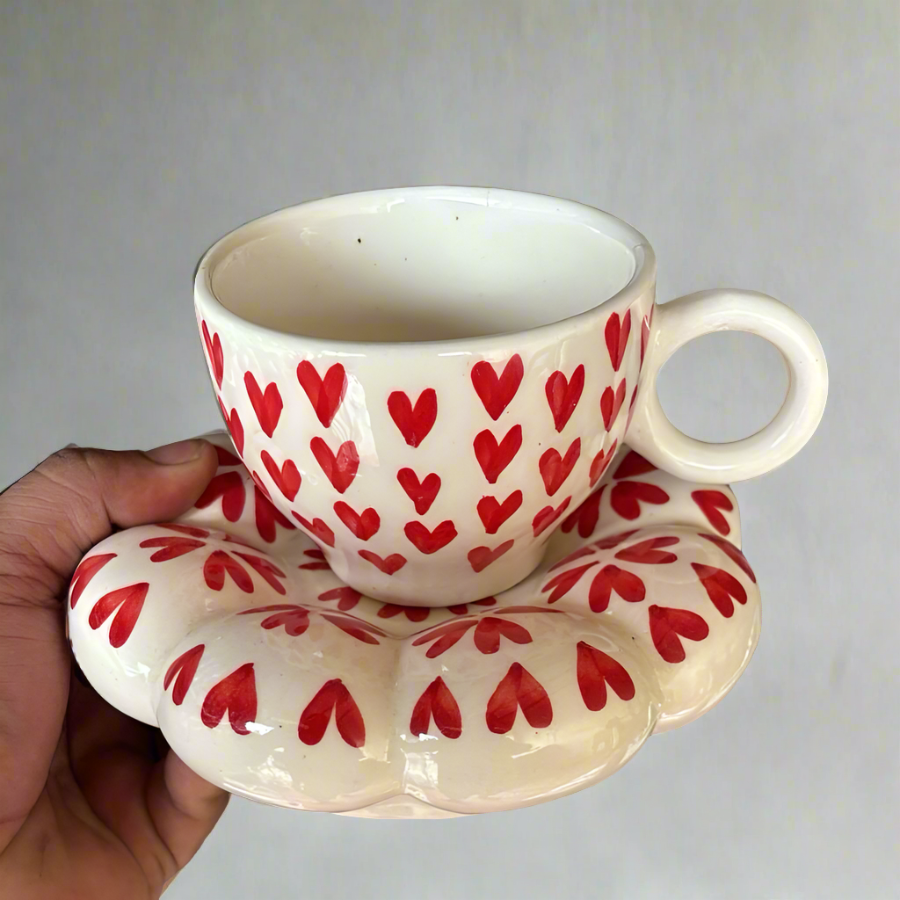 Heartfelt Charm Ceramic Cup & Saucer