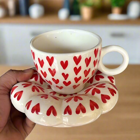 Heartfelt Charm Ceramic Cup & Saucer