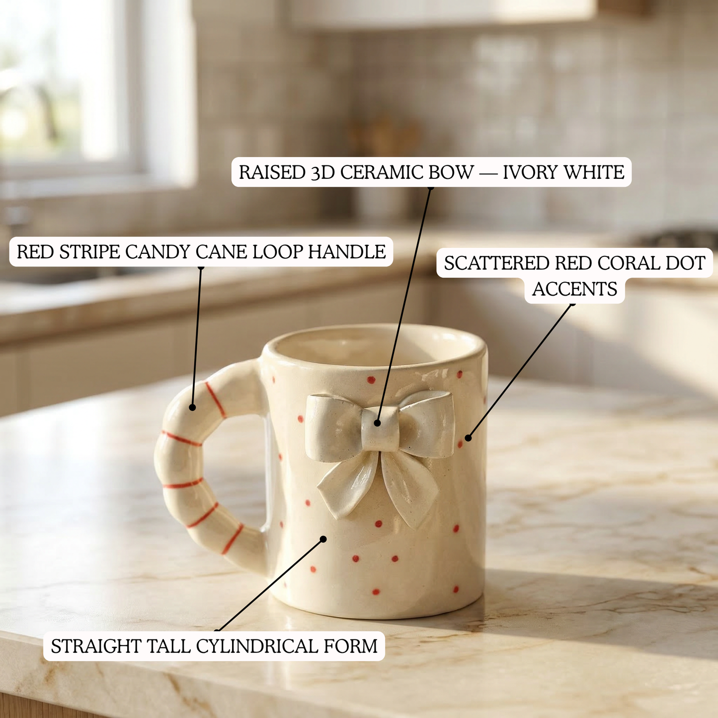White Bow Ceramic Mug - Mapland