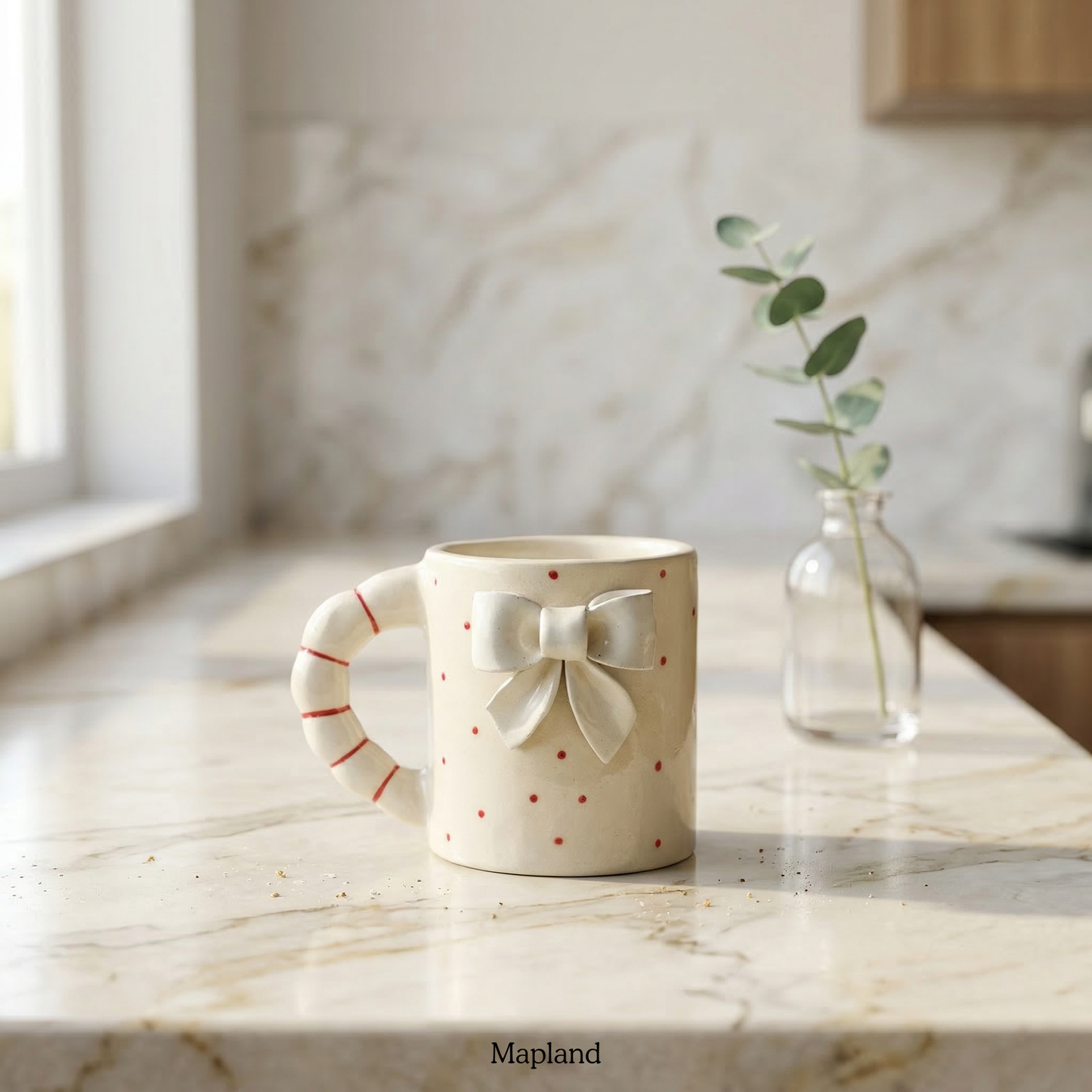 White Bow Ceramic Mug - Mapland