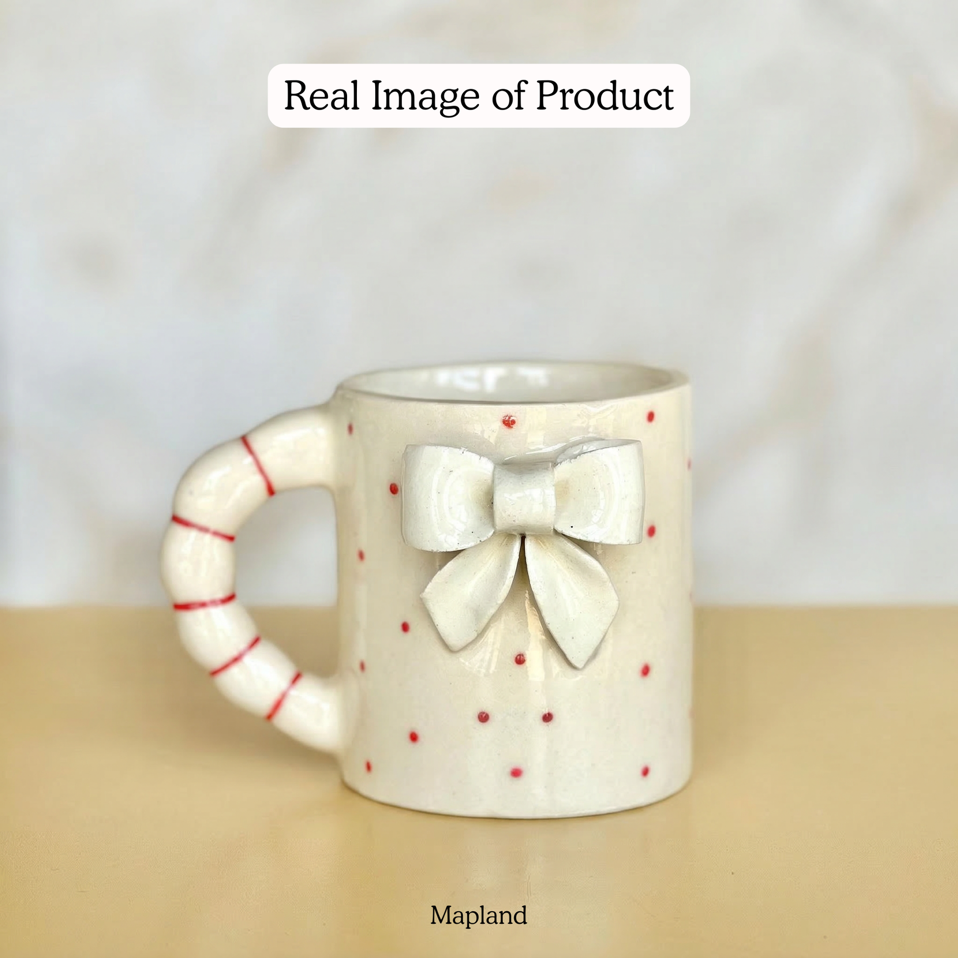 White Bow Ceramic Mug - Mapland