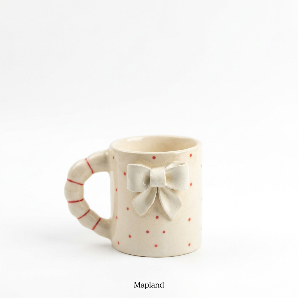 White Bow Ceramic Mug - Mapland