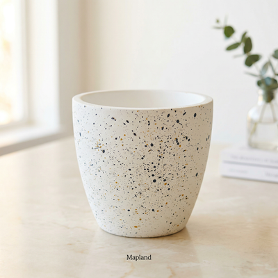 White Speckle Terracotta Planter handmade ceramic planter, Indian artisan craft | Mapland