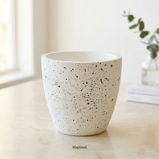 White Speckle Terracotta Planter handmade ceramic planter, Indian artisan craft | Mapland