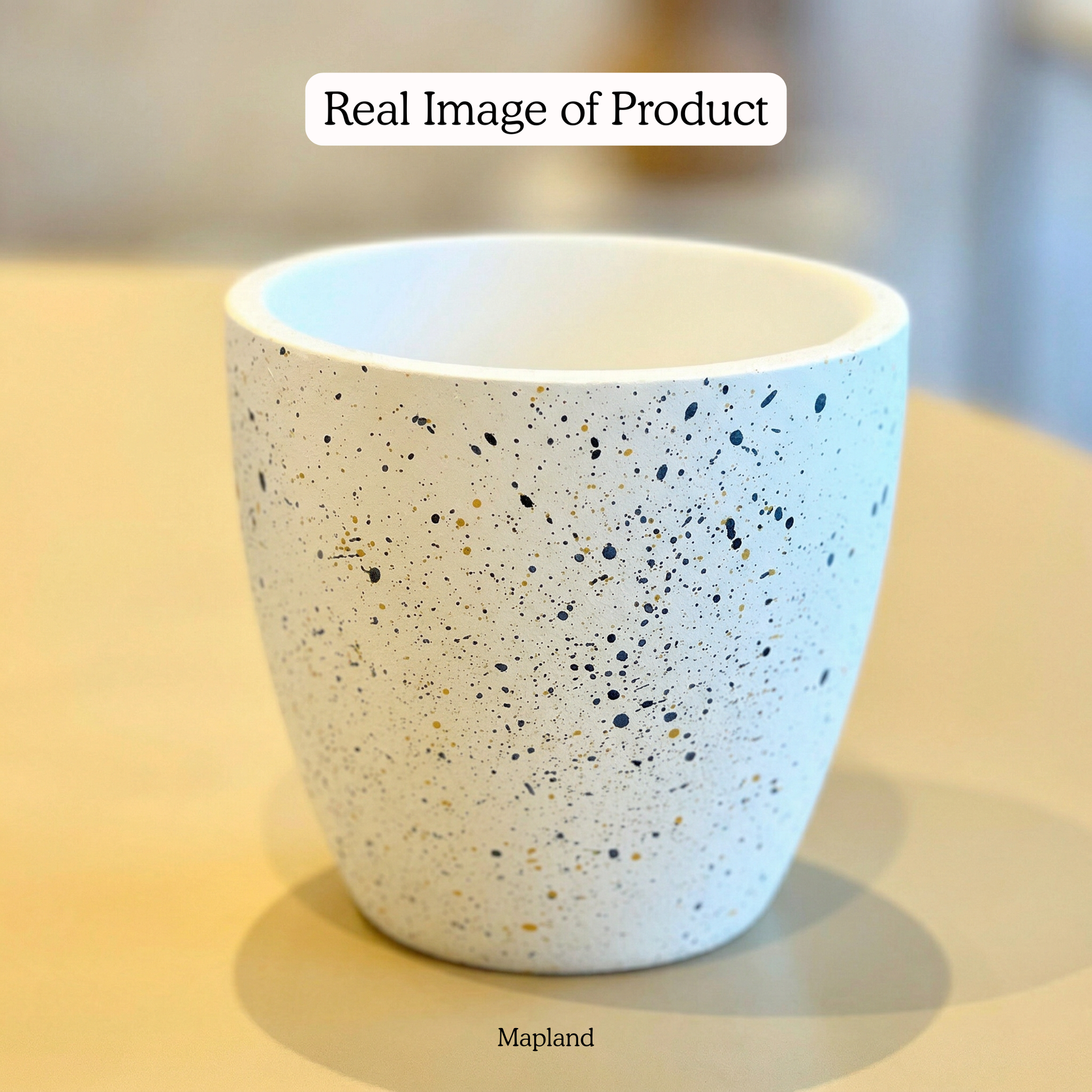 White Speckle Terracotta Planter handmade ceramic planter — angle view, Indian artisan craft | Mapland