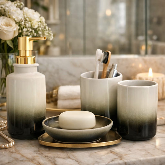 Eclipse Gold Ceramic Bathroom Set of 4