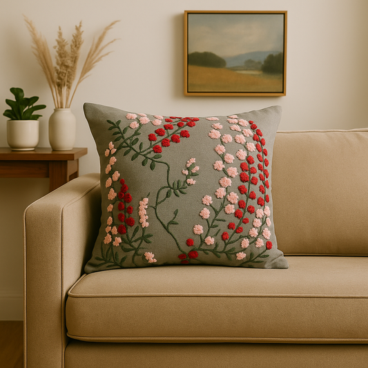 Flower embraided cushion cover