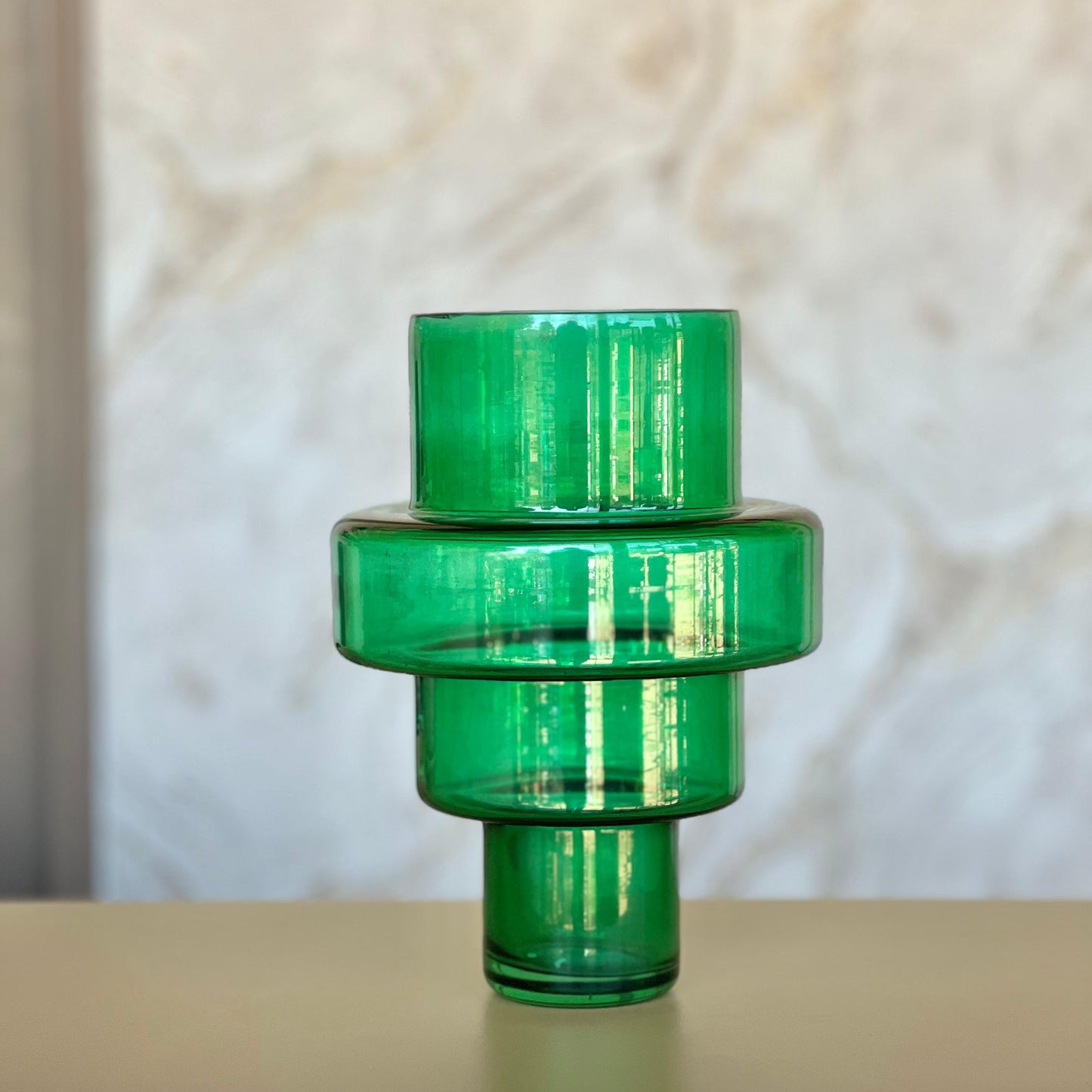 Emerald Prism Glass Vase