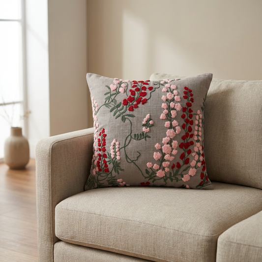 Flower Embraided Cushion Cover 16*16 Inches - Mapland