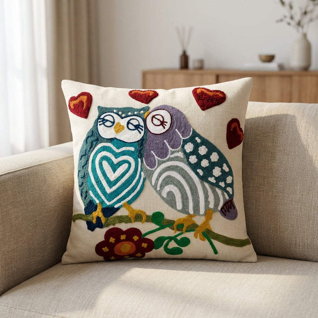 Owl Love Cushion Cover 16*16 Inches - Mapland