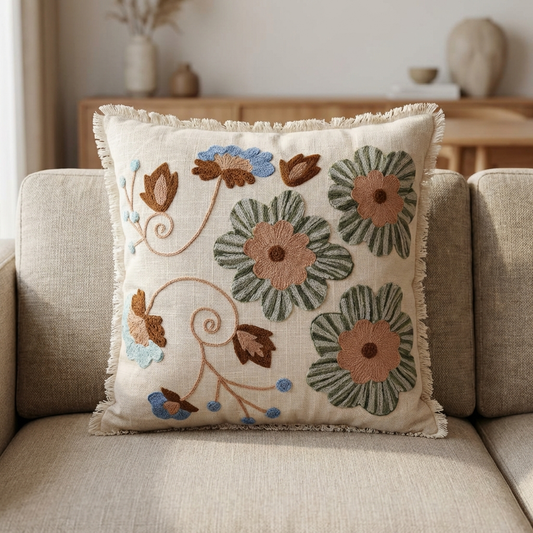 Earth Bloom Cushion Cover 16*16 Inches - Mapland