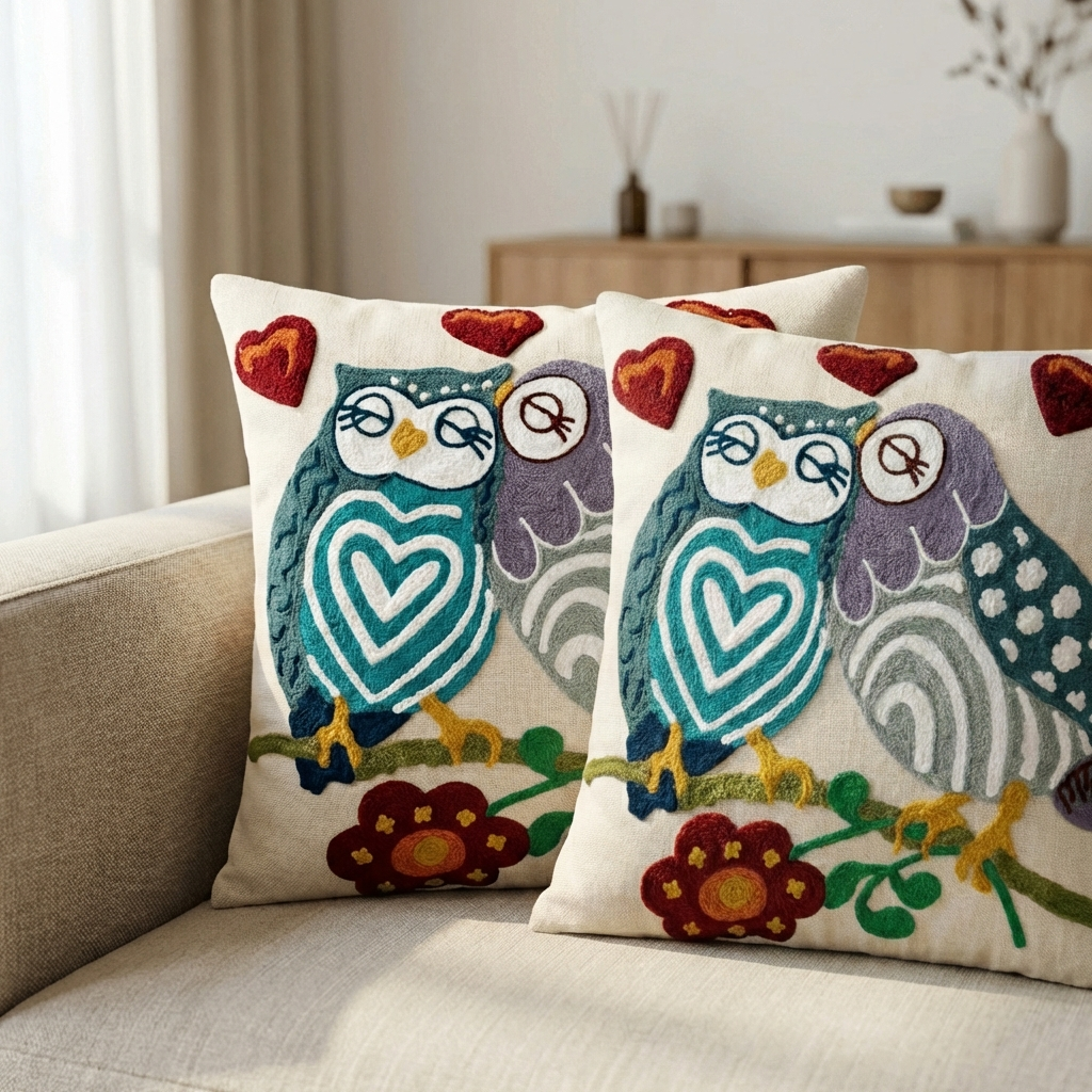 Owl Love Cushion Cover 16*16 Inches - Mapland